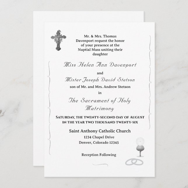 Invitación Nuptial Grace Catholic Wedding Invitation (Anverso / Reverso)