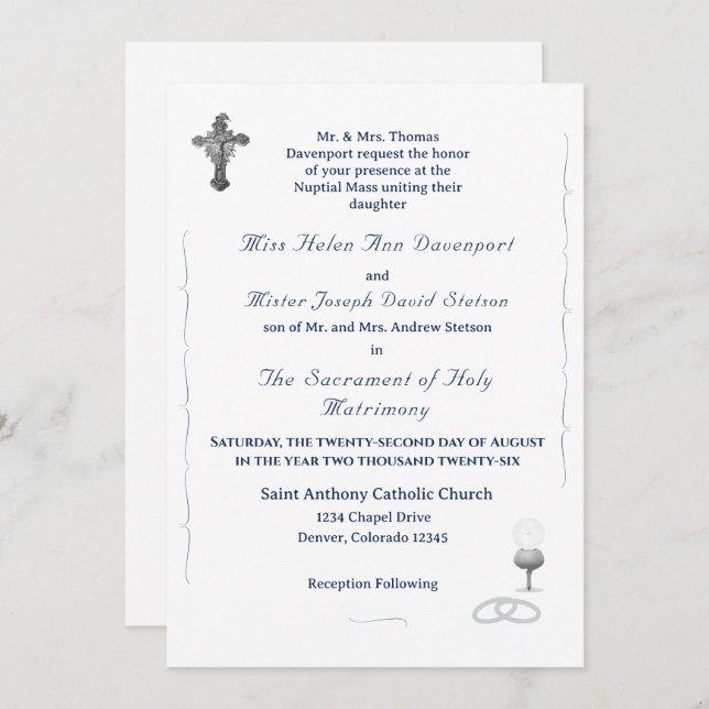 Invitación Nuptial Grace Catholic Wedding Invitation (Anverso / Reverso)