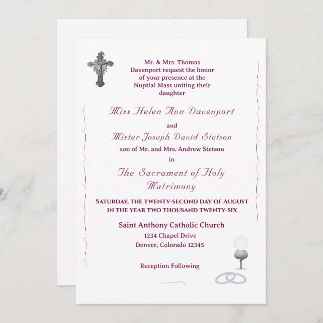 Invitación Nuptial Grace Catholic Wedding Invitation (Anverso / Reverso)