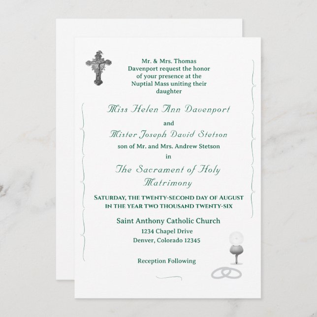 Invitación Nuptial Grace Catholic Wedding Invitation (Anverso / Reverso)