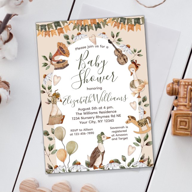 Invitación Nureraria Madre Goose Género Baby Shower Neutral (Subido por el creador)
