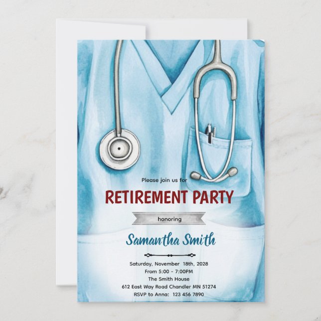 Invitación Nurse doctor retirement invitation (Anverso)