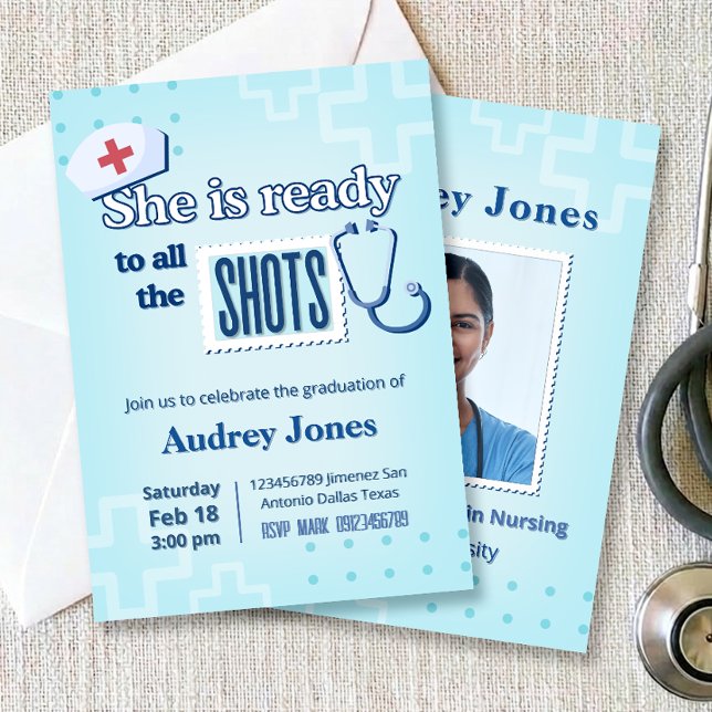Invitación Nurse Graduation Party with Photo (Nurse Graduation Party with Photo Invitation)