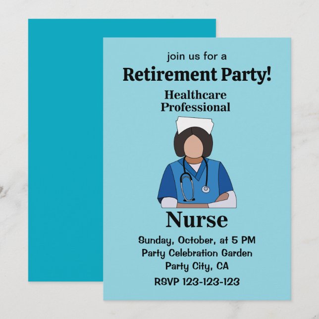 Invitación Nurse Healthcare Professional Retirement Party (Anverso / Reverso)