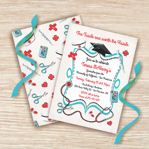 Invitación Nurse Medical Graduation Invitation with icons