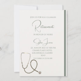 Invitación Nurse Retirement Invitation – Elegant Green Callig