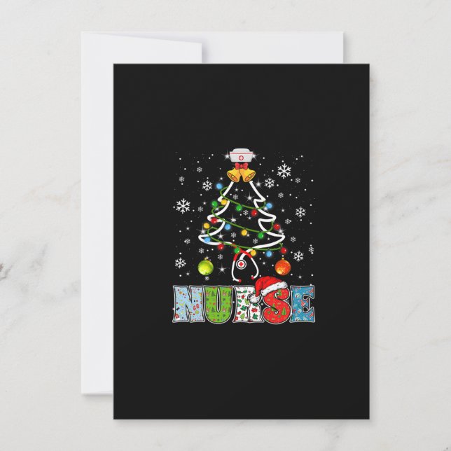 Invitación Nurse Stethoscope Christmas Tree Lights Nursing Cu (Anverso)