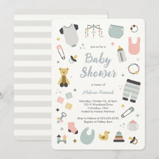 Invitación Nursery toys illustrations hand drawn baby shower