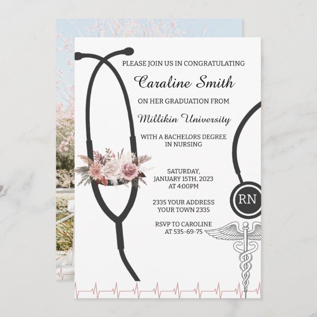 Invitación Nursing Graduation (Anverso / Reverso)