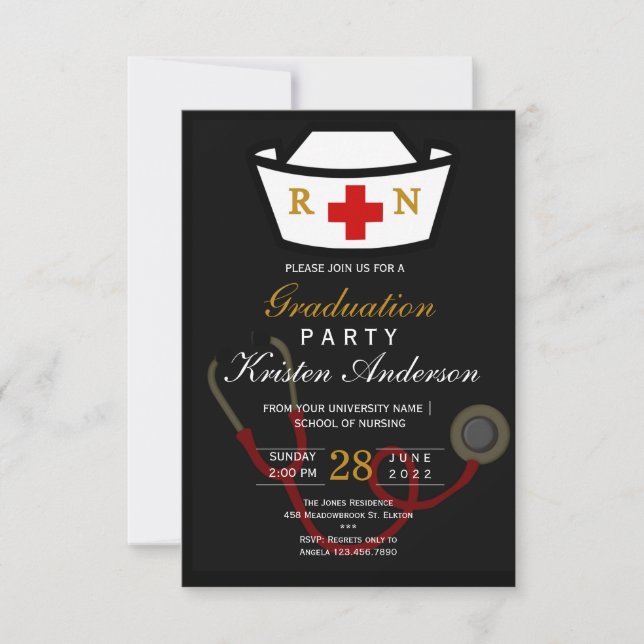 Invitación Nursing Graduation Invitation (Anverso)