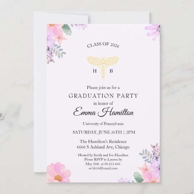 Invitación Nursing Graduation Invitation Photo | RN BSN Nurse (Anverso)