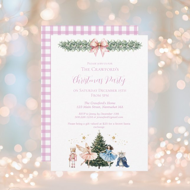 Invitación Nutcracker Ballet Navidad (Nutcracker Ballet Christmas Party Invitation)