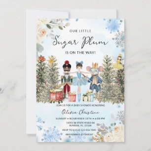 Invitación Nutcracker Blue Winter Snowflakes Baby Shower