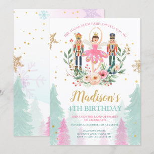 Invitación Nutcracker Chica de cumpleaños Chica de ballet Sug