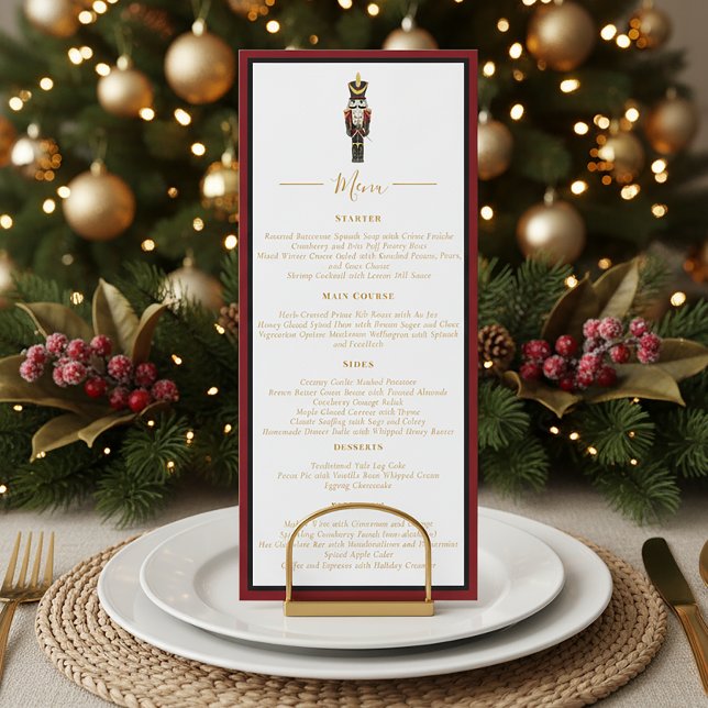 Invitación Nutcracker Christmas Holiday Dinner Red Black Menu (Subido por el creador)