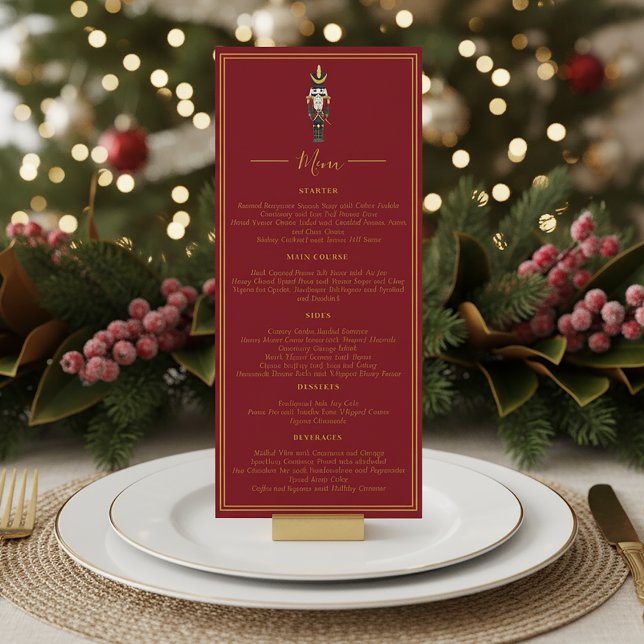 Invitación Nutcracker Christmas Holiday Dinner Red Menu (Subido por el creador)