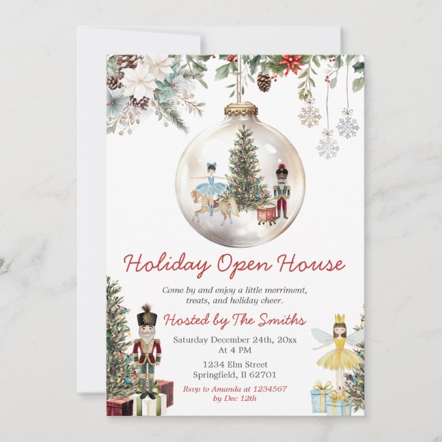 Invitación Nutcracker Christmas Ornament Holiday Open House (Anverso)