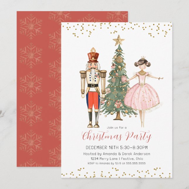 Invitación Nutcracker Christmas Party Invitation (Anverso / Reverso)