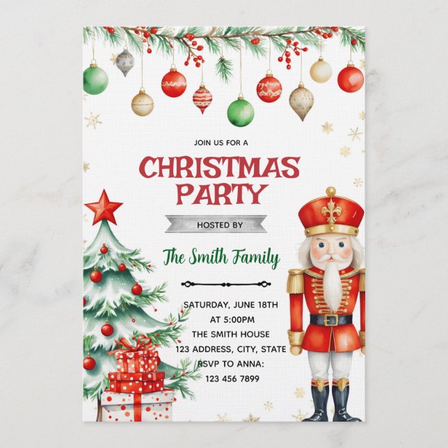 Invitación Nutcracker Christmas Party Invitation (Anverso)