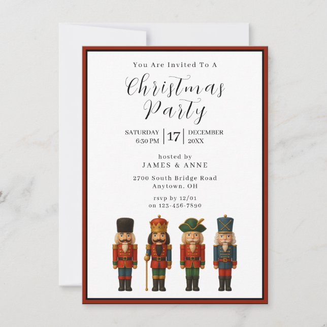 Invitación Nutcracker Christmas Party Invitation (Anverso)