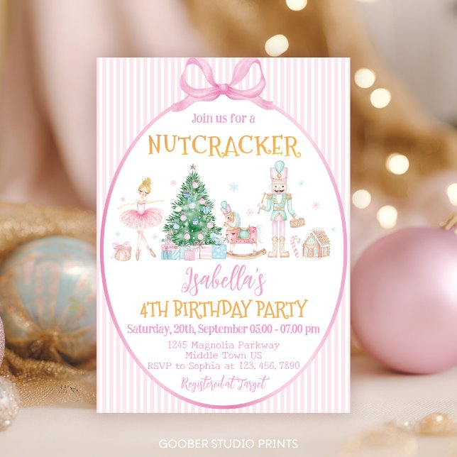 Invitación Nutcracker Christmas Pink Girl Birthday Party (Subido por el creador)