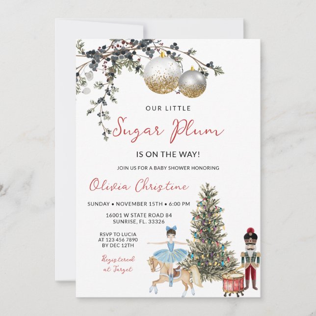 Invitación Nutcracker Christmas Winter Ornament Baby Shower (Anverso)