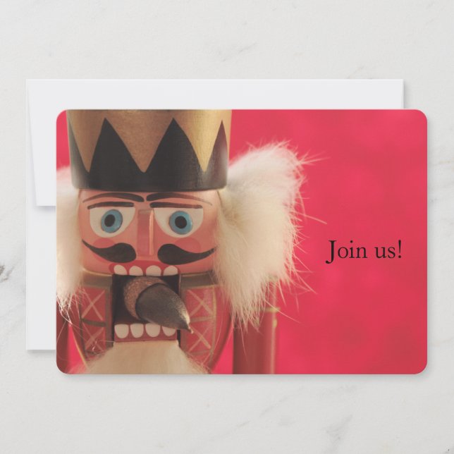 Invitación Nutcracker con fiesta de Navidades de bellota (Anverso)