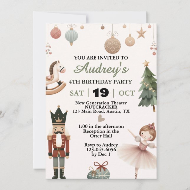 Invitación Nutcracker Cualquier vacaciones de cumpleaños por  (Anverso)