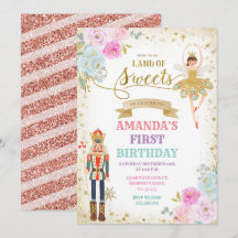 Nutcracker Floral Gold Snowflakes Winthday 