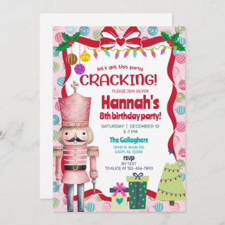 Invitación Nutcracker girl Christmas birthday invite.