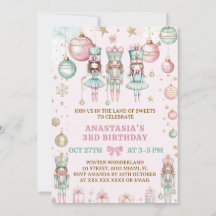 Nutcracker Navidad Rosa Wonderland 3er Cumpleaños