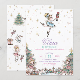 Invitación Nutcracker Sugar Plum Fairy Navidades Cumpleaños