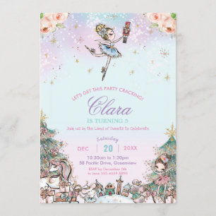 Invitación Nutcracker Sugar Plum Fairy Navidades Cumpleaños