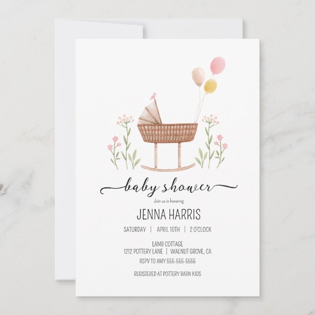 Invitación nutricional de Chica de Baby Shower de  (Anverso)