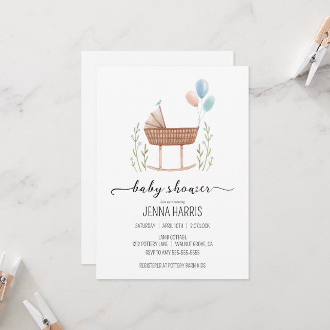 Invitación nutricional de género masculino de Baby (Anverso/Reverso In Situ)