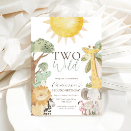 Invitación Nyala Safari Animales Dos Salvajes Segundo Cumplea