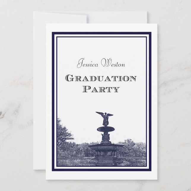 Invitación NYC Central Park Bethesda Ft DIY #2 Graduación (Anverso)