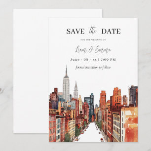 Invitación NYC Ciudad de Nueva York Acuarela Vinatge guardar