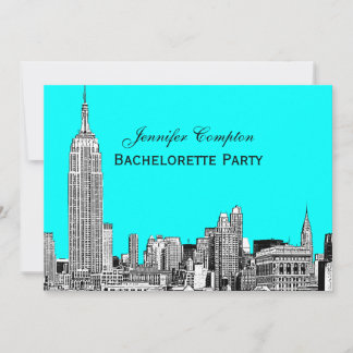 Invitación NYC Skyline 01 Grabado DIY BG Color Despedida de S