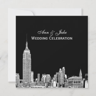 Invitación NYC Skyline 01 Grabado DIY BG Color SQ Boda