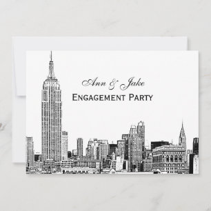 Invitación NYC Skyline 01 Grabado en DIY BG Color Fiesta de C