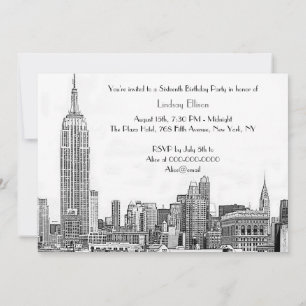 Invitación NYC Skyline 01 Grabado Fiesta Sweet 16