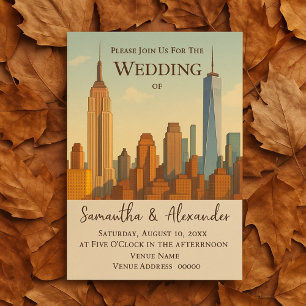 Invitación NYC Skyline Boda Vintage Cityscape