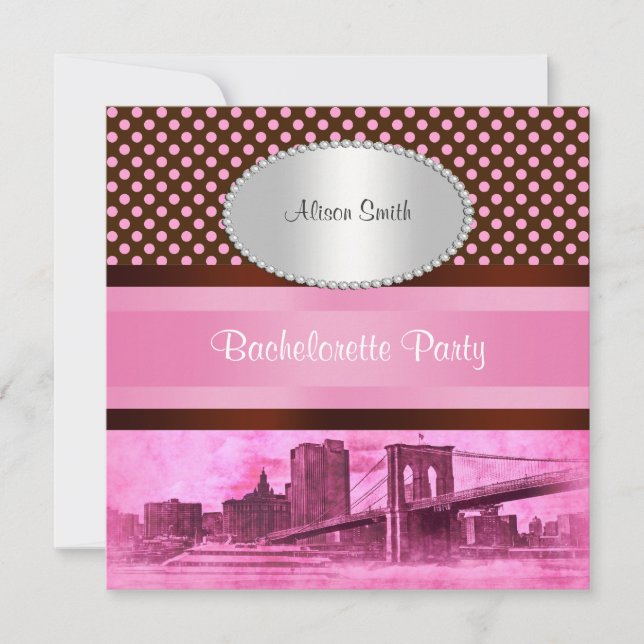 Invitación NYC Skyline Brooklyn Bridge Bot 3 Bachelorette (Anverso)