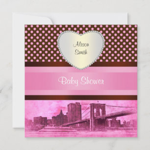 Invitación NYC Skyline Brooklyn Bridge Bot 3H Baby Shower