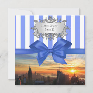 Invitación NYC Skyline en Sunset Sweet 16 Party Invitation