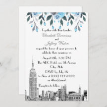 NYC Skyline ESB Etch Blue Gray Floral Boda