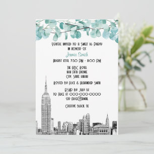 Invitación NYC Skyline ESB Etch Eucalyptus Sweet 16