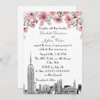 NYC Skyline ESB Etch Pink Floral Boda