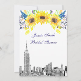 Invitación NYC Skyline ESB Etch Sunflower #2 Ducha de novia